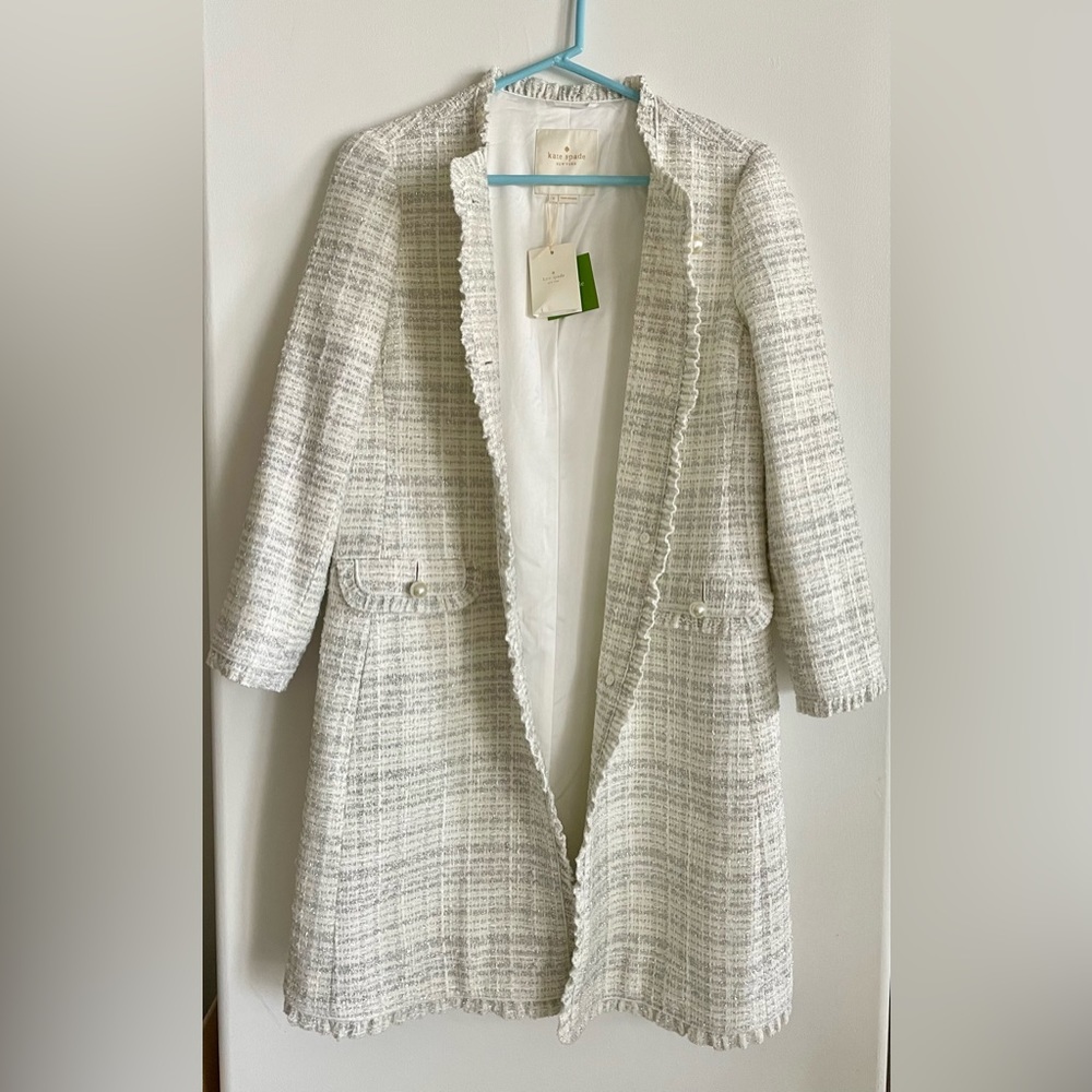 Kate Spade Sparkle Tweed Metallic Coat Size 6 - Picture 13 of 15